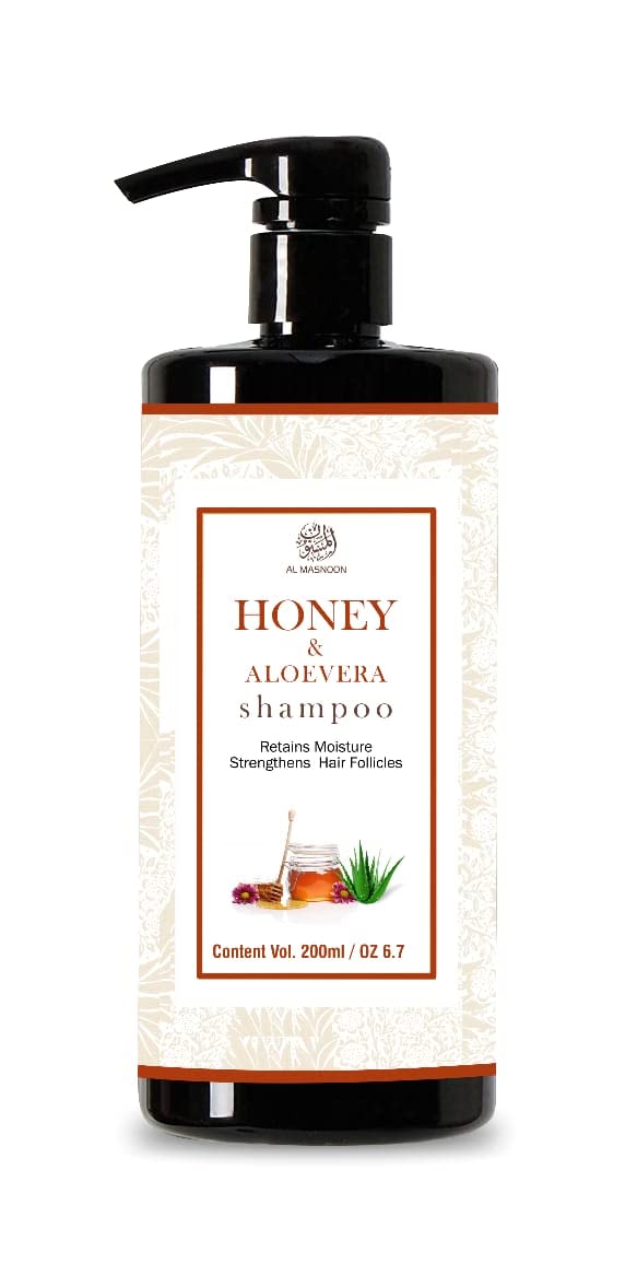 AL MASNOON Honey & Aloevera Shampoo/Retains the Moisture & Strengthens Hair Follicles/Made with Pure Ingredients Shampoo 200ml
