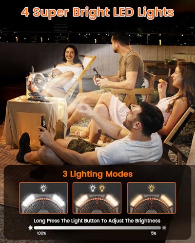 Image of coldSky Camping Fan with Dual Motor, 20000mAh Clip On with Digital Display, 9-Inch Portable Battery Operated with LED Lantern, Tent Fan for Camping with Remote, 5 Speeds, 4 Timing, Outdoor