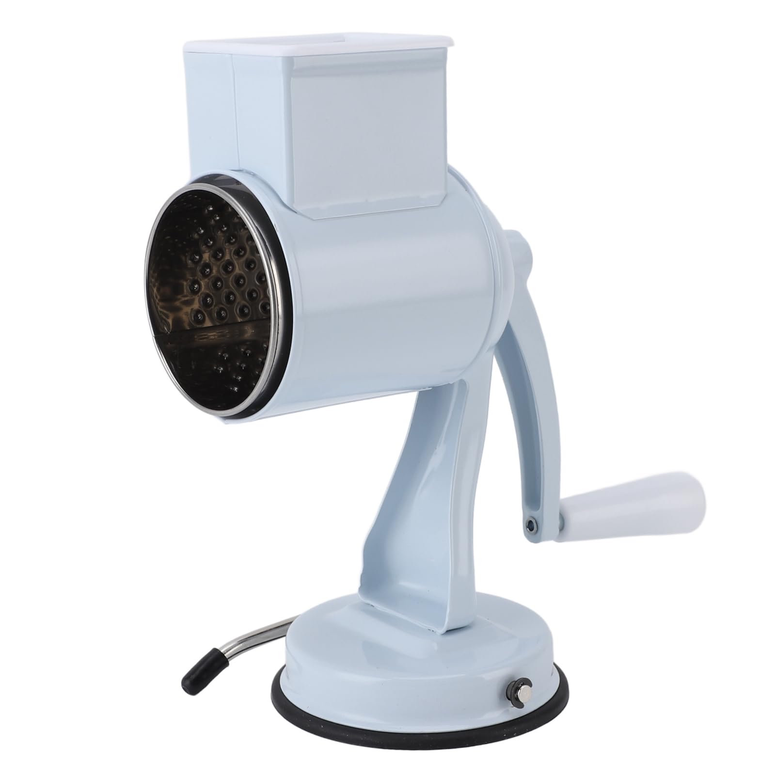 Manual Cheese Grater, Stainless Steel Anti Slip Fruit Shredder Vegetable Slicer with 5 Interchangeable Blades for Food Nuts Potato (White)