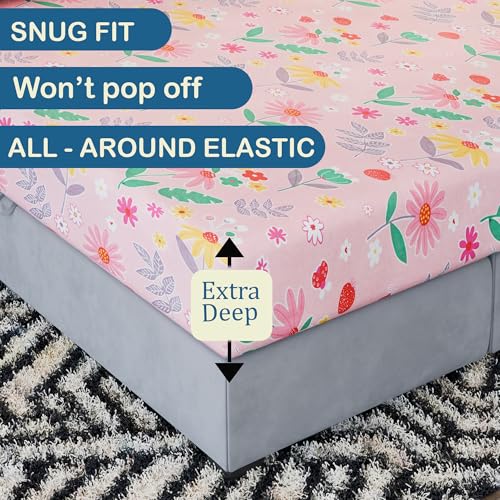 Image of Kuber Industries Cotton 144 TC Double Bedsheet With 2 Pillow Covers | Machine Washable Soft Bedsheet For Living Room, Home & Hotels | Flower Print - Pink