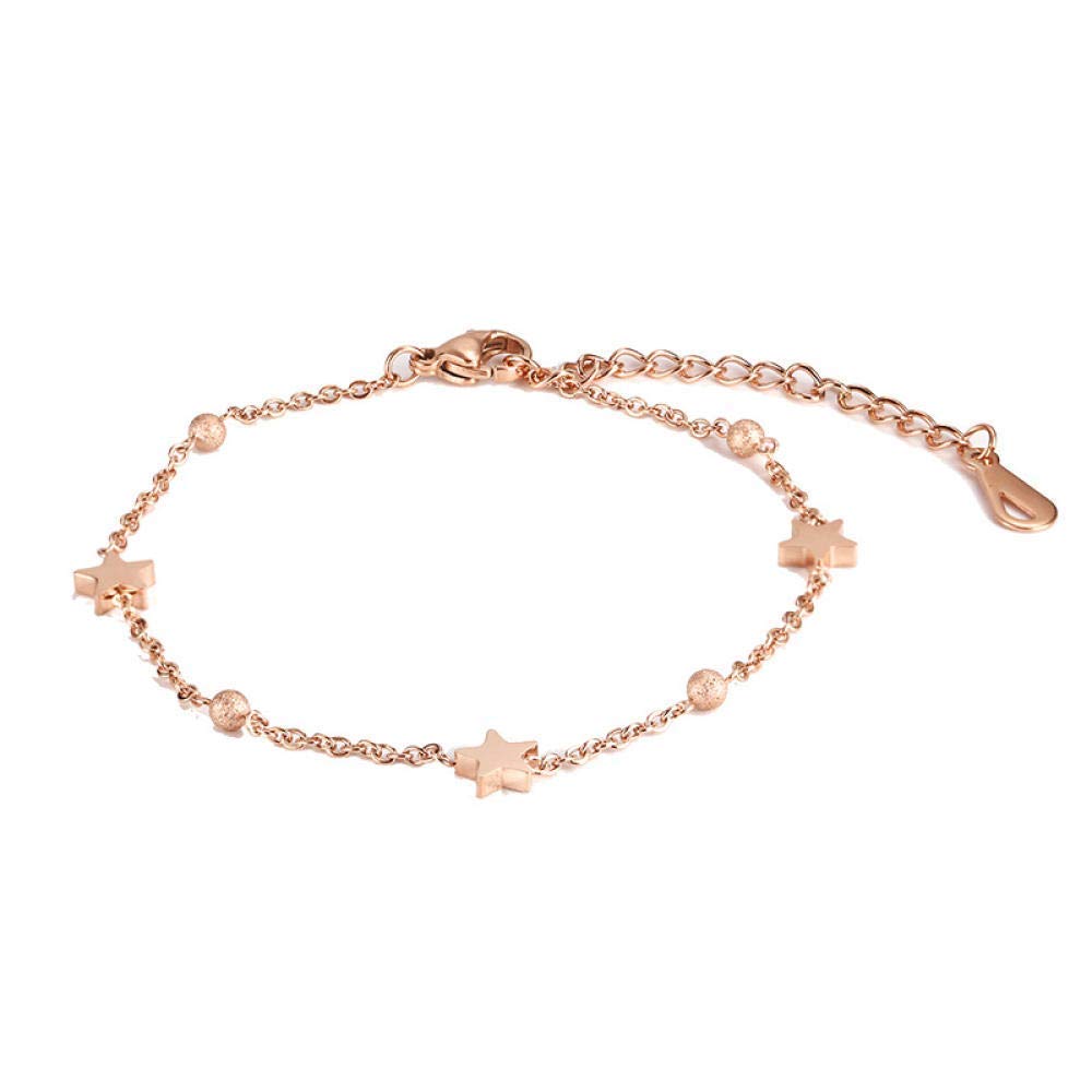Stylish Simplicity Bracelet for Women Adjustable Star Beaded Titanium Steel Plated Rose Gold Bangle Ladies Charm Fashion Simple Sparkly Beautiful Creative Exquisite Classic Elegant Jewellery Box Ever