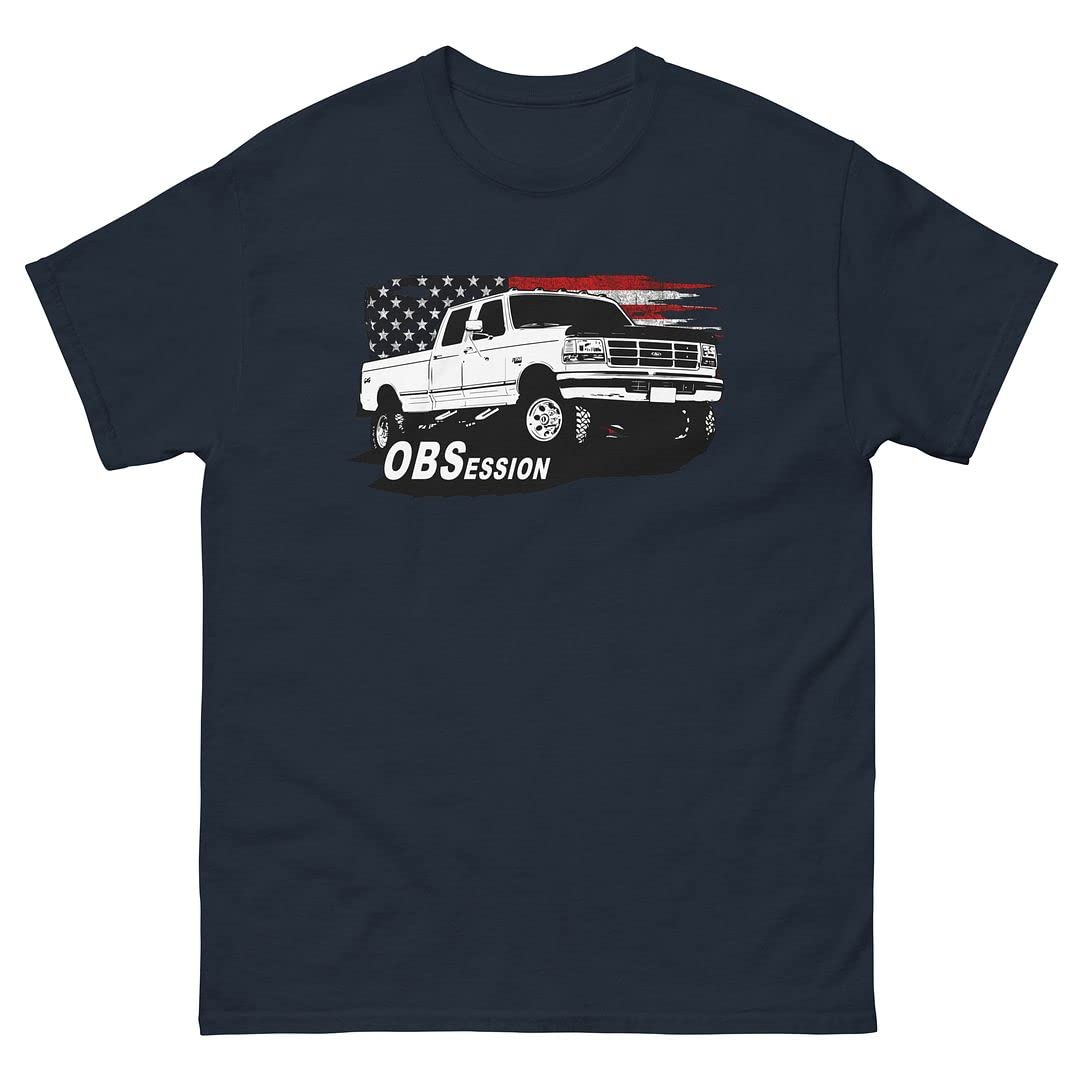 OBS Ford Crew Cab Truck American Flag Powerstroke 7.3 Power Stroke T-Shirt