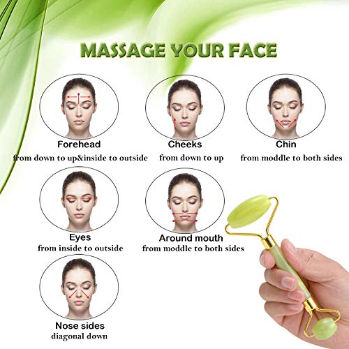 image for Fiezkaa Jade Roller for Face, Facial Massager for Anti Aging, Beauty F