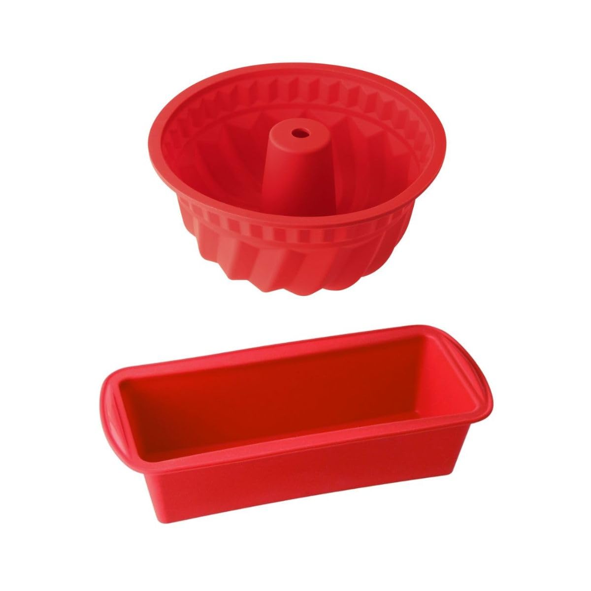 Dr Oetker 9926350 Zestaw 2 form silikonowych, forma na ciasto, forma do ciasta, silikonowa forma do ciasta, forma silikonowa, forma kouglof, forma do kougelhopf, silikon, czerwony, 24 x 10 x 7,5 cm