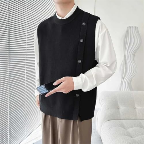 Men's Knitted Sweater Vest Streetwear Style V-Neck Sleeveless Waistcoat for Autumn and Winter4