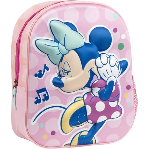 Imagen de Mochila Infantil Minnie Mouse Disney Original Rosa con Diseño de Lunares y Lazo Verde Mochila Minnie Escolar Preescolar Niñas Ligera y Resistente