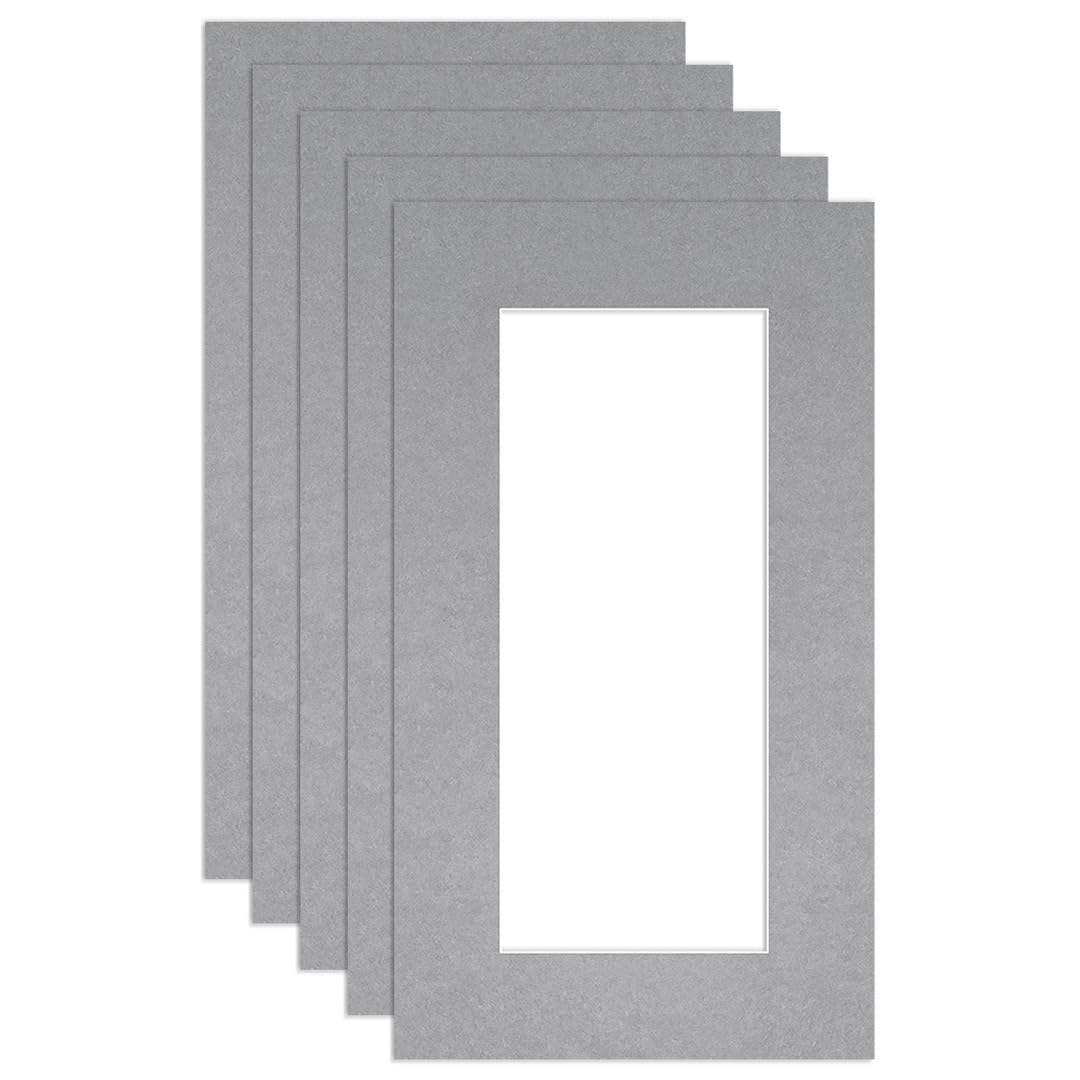 Procut Global 16x9" Silver Picture Mounts to Fit 12x5" Aperture - Precision Cut Cardboard Photo Mount - Ideal for Frames, Prints, Artwork & Certificates - Sizes & Colours Available - 5 Pack โ image 1