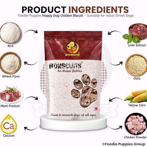 Image of Foodie Puppies Freshly Baked Chicken Flavor Puppy Bone Biscuits for Street Dogs & Puppies - (5kg) Crunchy Texture 100% Natural & Digestible, Enriched with Vitamins & Minerals | Promotes Dental Health