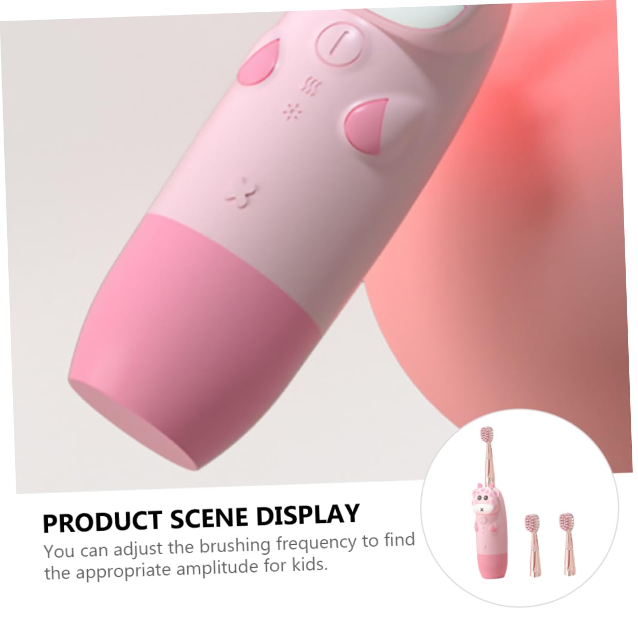 ORFOFE Elektrische Kinderzahnbürste Satz Rosa aus Silikon Undpc mit Verstellbarer Putzfrequenz für Babys und Kinder zur Sanften Zahnpflege