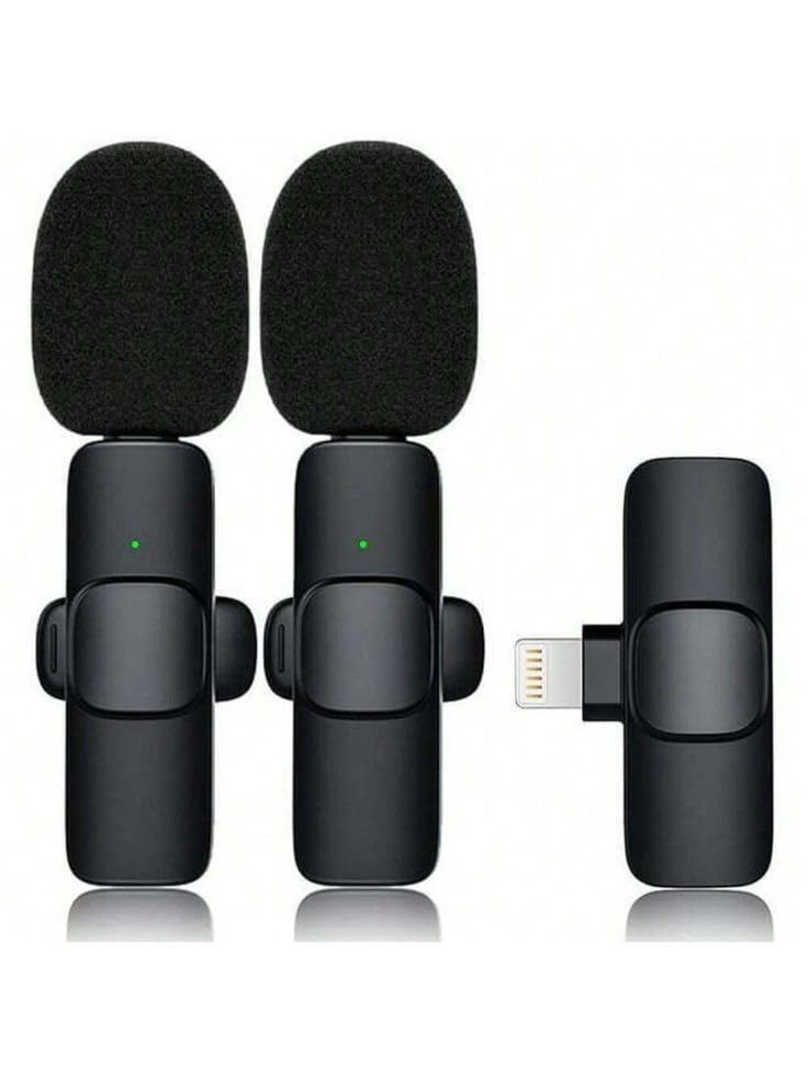 Image of K9 Dual Wireless Lavalier Microphone 2-in-1 for iPhone & Android Type-C | Noise Cancelling Clip-On Mini Mic | Plug & Play Wireless Collar Mic for YouTube, Vlogging, Zoom