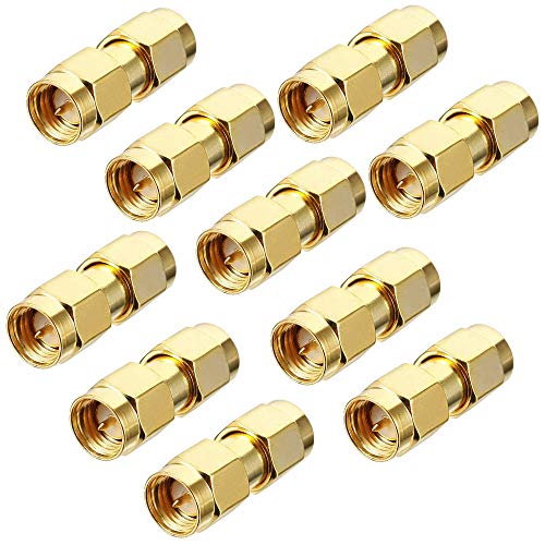 TengKo SMA Macho a SMA Macho Adaptador RF Conector de Coaxial SMA Coax Jack Connector (10 Pack )