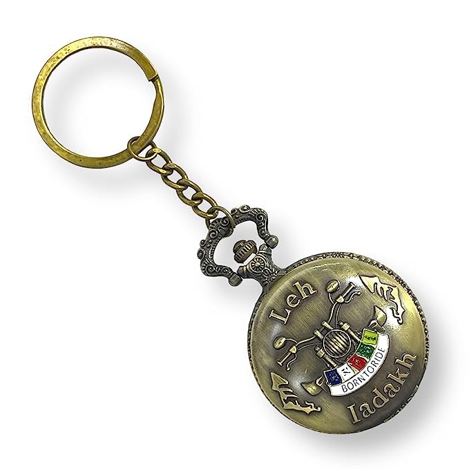Image of Blue Aura Premium Pocket Watch Metal Keychain Retro Vintage for Gifting with Key Ring Anti-Rust (BA-KWIC-7)