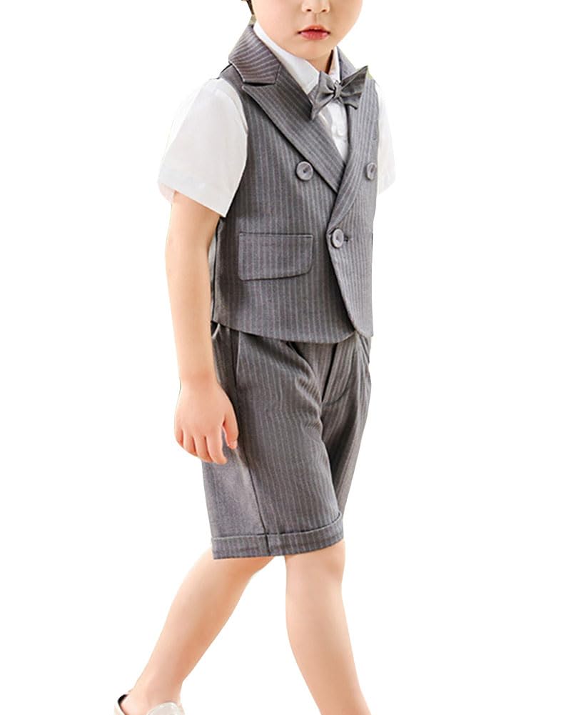 Niños Traje de Chaleco Boda Bautizo Bautismo Traje Fiesta de Cumpleaños por la Noche con Pantalones de Pajarita Chaleco Traje de Bautizo Ropa Formal para Ceremonia
