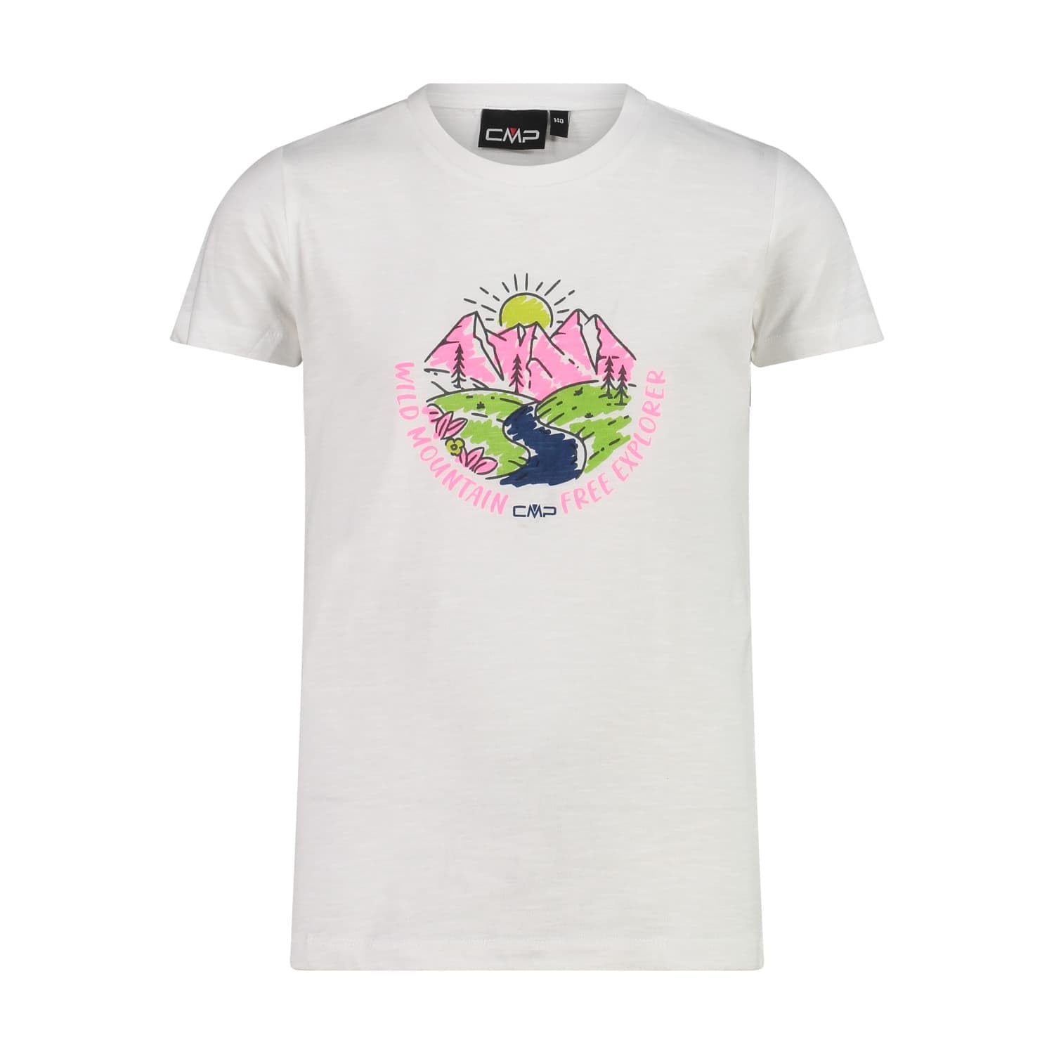 CMP - Children's T-Shirt, White-Pink Fluo, 176, White-pink Fluo, 176 cm