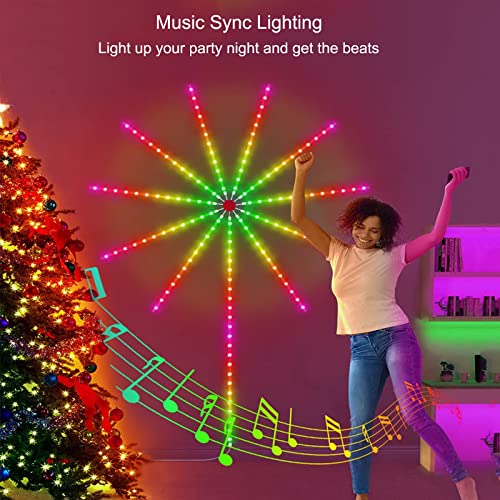 Image of One94Store Smart App Remote Control Firework LED Strip Light Firework Launch Effect Music /Mic Sync RGB Color Changing LED Strip Light for Bedroom, Party, Festival Decoration(5V, USB Powered)