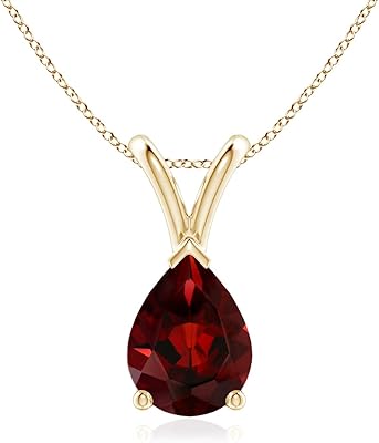 Natural Garnet Solitaire Pendant Necklace for Women, Girls in 14K Solid Gold/Platinum/Sterling Silver | January Birthstone | Jewelry Gift for Her | Birthday | Wedding Anniversary