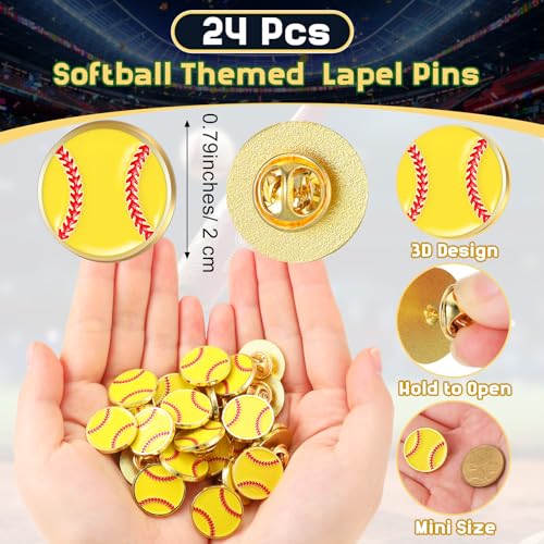 Image of Tondiamo 24Pcs Sports Lapel Pin for Team Gift 3 /4 inch Brooch Decor | Team Gift for Coaches Players, Basketball Baseball Softball Football Volleyball Enamel Pin, Sports Party Decor, Game Awards