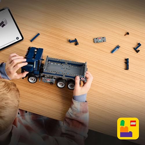 Image of LEGO Technic Tipping Dump Truck Toy, Blue Construction Vehicle Set 42203 Building Blocks Toys for 9+ Gift for Boys and Girls