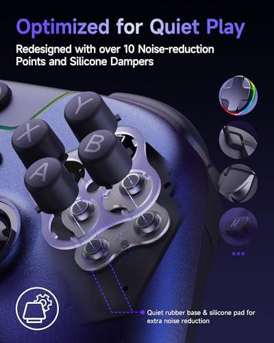 Image of EasySMX X05Pro Wireless Controller for PC - Ergonomic Skin-Like Grip, Quiet-Touch Low-Noise Buttons, Dual-Mode Impulse Triggers, Hall Joysticks, 2 Programmable Buttons, RGB, 1000mAh Battery - PC /Switch /Android /iOS