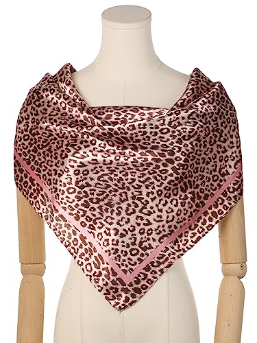 Women's Leopard 35" Large Square Scarves, Silk Feeling Satin Shawl Head Wrap Neck Scarf Bandanas2