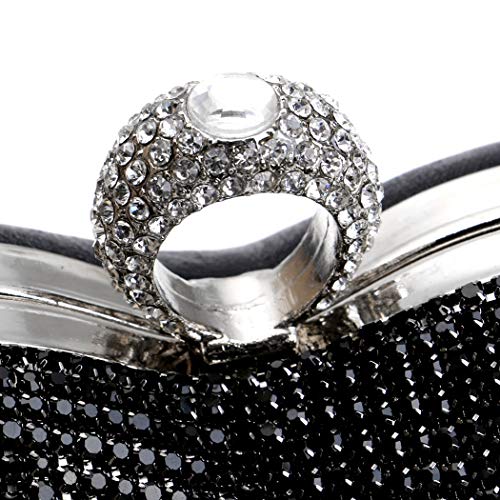 Image of UMREN Women Luxury Heart Shape Tassel Evening Clutch Bag Rhinestones Wedding Party Purse Handbag