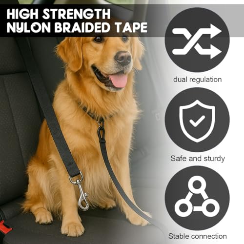 KYLOS 2er Set Hundesicherheitsgurt für Auto, Verstellbarer Sicherheitsgurt für Hunde & Katzen, Universal Anschnallgurt für alle Fahrzeugtypen, Schwarz