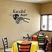 Pegatinas de pared pegatinas artísticas y murales Sushi japonés Chef Comida Restaurante oriental Comida japonesa Cocina Sushi Bar 82x57cm