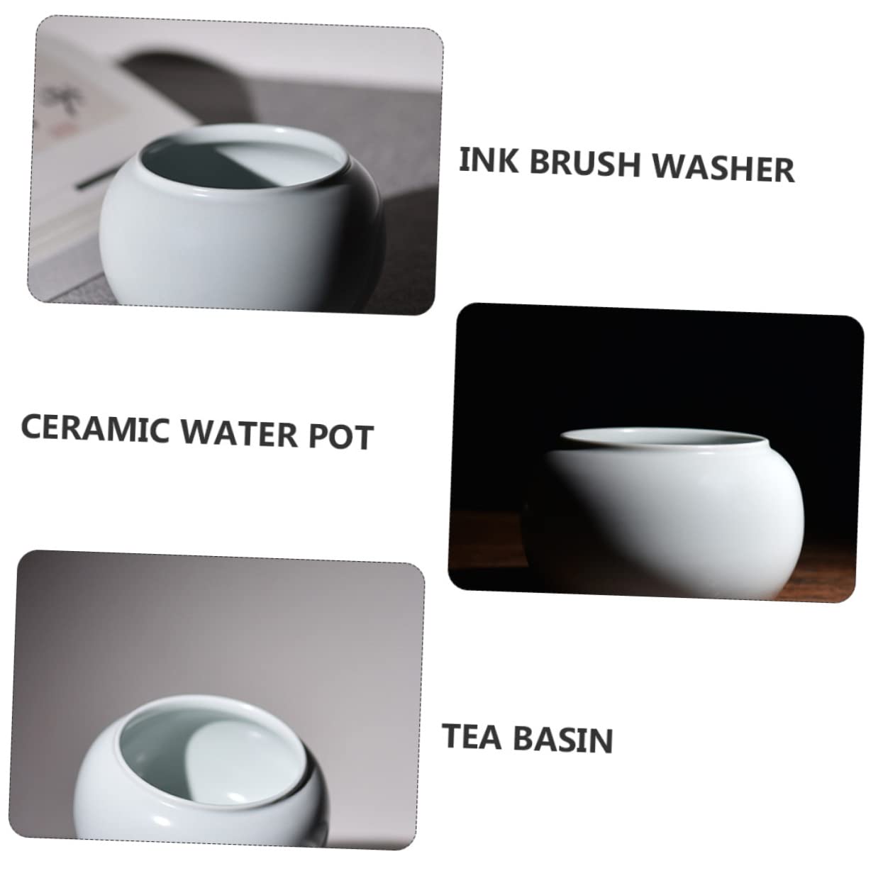Lave-pinceaux à Encre en Céramique Blanc, Bol à Thé Portable Simple et Élégant, pour Cérémonie du Thé et Nettoyage d'encre