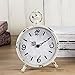 Vintage Table Clock, Retro Iron Mantel Desk Clock, Creative European Style Home Decor Clock for Fireplace Mantel, Desktop, Countertop, Shelf Gift (White)