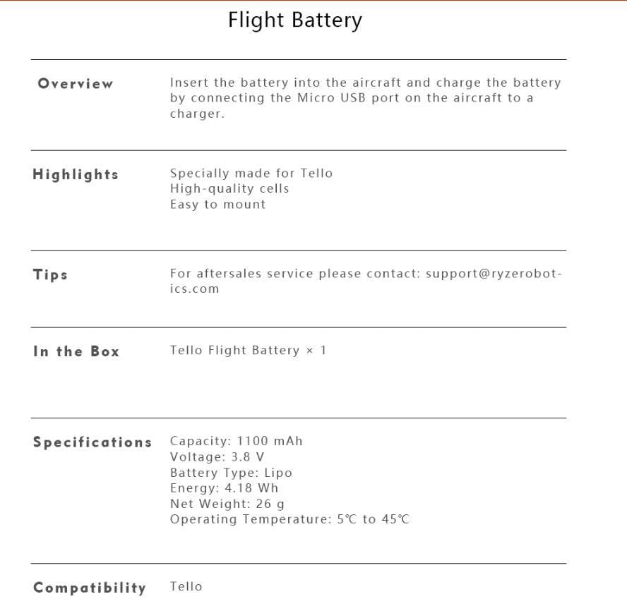 Oryginalna bateria do akcesoriów do dronów DJI Tello Flight Battery 1100 mAh 3,8 V