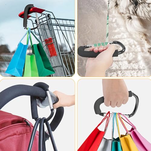 خطافات عربة أطفال للأمهات مع حلقة تعليق كبيرة، مشابك منظم لتعليق المحافظ وشنطة الحفاضات وأكياس التسوق من اي سي في في (أسود)