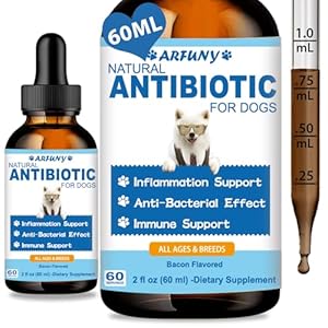 Natürliche Antibiotika für Hunde – 60ML Hundehustentropfen – Linderung von juckender Haut – Allergielinderung – Immunsystem Stärken – Mit organischen natürlichen Zutaten – Bacon-Geschmack