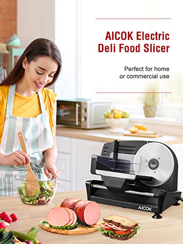 Meat Slicer, 200W Electric Deli & Food Slicer Machine with Two Removable 7.5’’ Stainless Steel Blades, Adjustable Thickness Knob (0-15mm) and Food Carriage for Meat, Cheese, Bread Fruit & Vegetables - Thumbnail 6