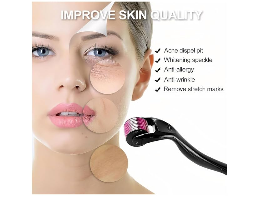 10mm-Derma-Roller-540-Microneeding-Roller-for-Face-Hair-Growth-Facial-Skin-Care-WrinklesScar-Removal-For-Men-and-Women-Pink