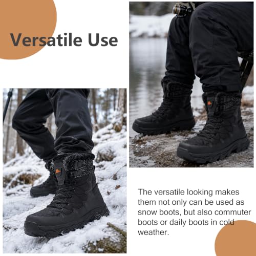 Image of Mens Winter Snow Boots Water Resistant Non Slip Faux Fur Lined
