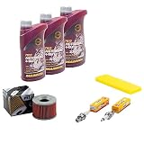 Wartungspaket Öl 3L + Luftfilter + Ölfilter + Zündkerzen für Kawasaki Z 440 Z440 KZ440 Baujahr 1980-1984 ...