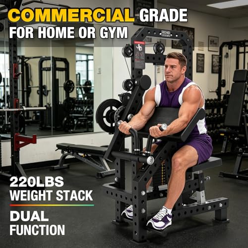Image of Commercial-Grade Strength Exercise Equipment with 220lb Weight Stack, 3 inchx3 inch 12-Gauge Steel Tubing for Home & Gym, Multi-Function Trainer Machine for Strength Training & Body Building