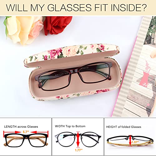 Image of Glasses Case Hard Shell Eyeglass Case for Women Fabrics Floral Retro Spectacle Case Box Portable
