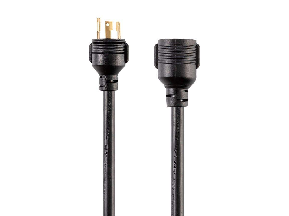 Monoprice Heavy Duty Extension Cord - 15 Feet - Black | Locking Connectors, NEMA L5-30P to NEMA L5-30R, 10AWG, 30A, SJT, 125V