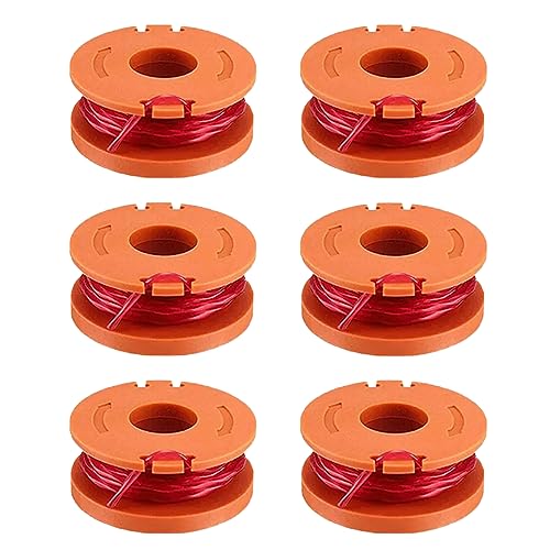 MengTiger 6 Pack Trimmer Replacement Spools for Worx WA0010 Weed Eater String Line Auto Feed Spool for Worx Weed Trimmers WG150 Cordless Trimmers