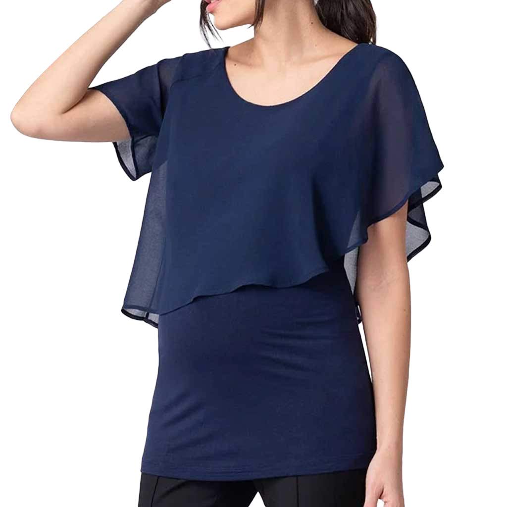 Maglia Allattamento Blusa Maglie Manica Corta T Shirt Premaman Maglietta Magliette Gravidanza Maniche Corte Abbigliamento Elegante Estivo Primavera Camicie da Notte Donna