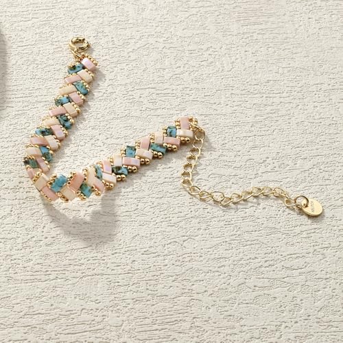 Image of KELITCH Colorful Tila Beaded Bracelets Women Strand Friendship Bracelet Handmade New Link Cuff Bracelets