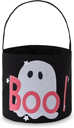 DYSHAYEN Cesta de Halloween, bolsas de dulce o truco, reutilizable, cubo de dulces, bolsa de regalo para suministros de fiesta (fantasma A)