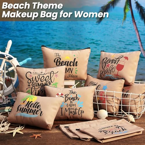 20 Pcs Bulk Beach Makeup Bags - Summer Beach Accessories Toiletry Cosmetic Pouch Zipper Bags, Cruise Travel Essentials Survival Kit Gifts Party Favors for Women Teens Clients Friends4
