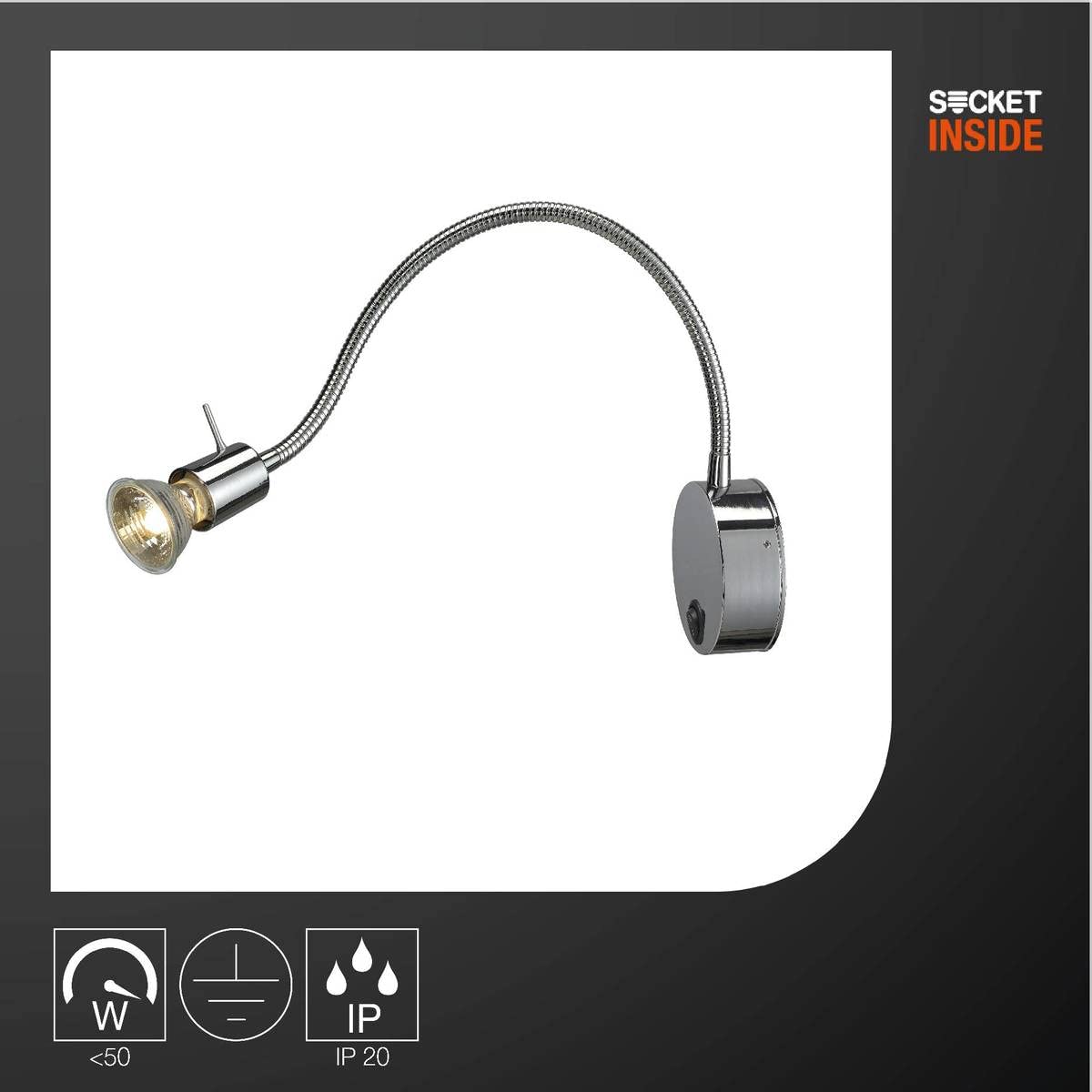 SLV DIO FLEX PLATE Wandaufbauleuchte GU10 IP20 50W chrom
