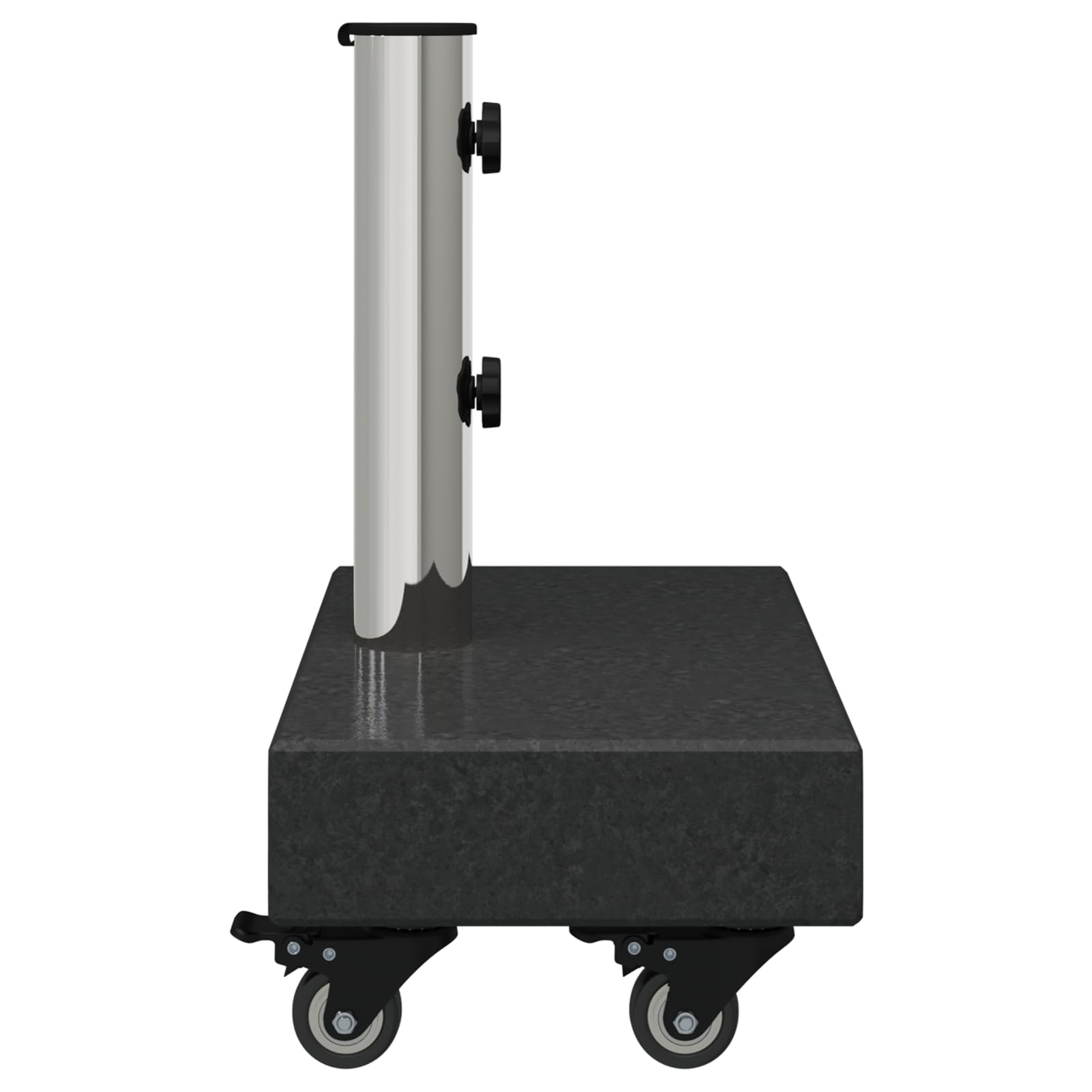 Pied de parasol pivotant pour barres de Ø 38/48 mm - Granit noir - 25 kg - Rectangulaire - Pour terrasse, café, piscine