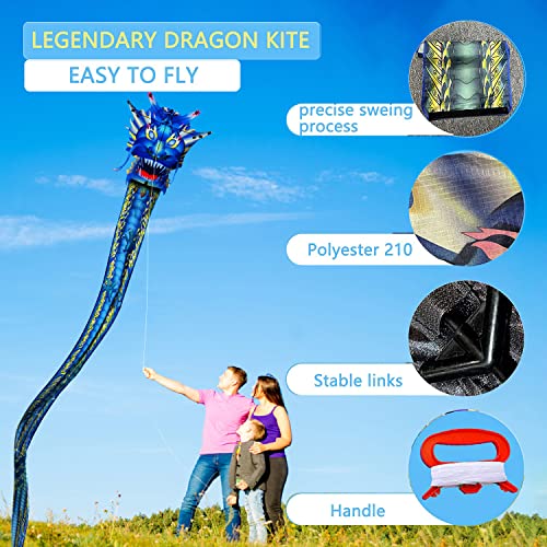 Hengda Kite Legendary Dragon Kite,For Kids And Adults,Easy To Fly,Excellent Fabric And Structure Design,Suitable For Square, Beach, Grass, Park,Excellent Gift,(35X157) In #TOP2