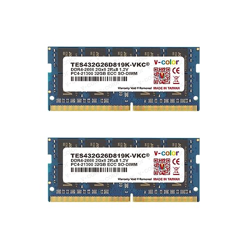v-color Hynix IC サーバー用メモリ DDR4-2666MHz PC4-21300 64GB (32GB×2枚) ECC SO-DIMM 2Gx8 2Rx8 1.2V CL19 TES432G26D819K-VKC v-color Hynix IC サーバー用メモリ DDR4-2666MHz PC4-21300 64GB (32GB×2枚) ECC SO-DIMM 2Gx8 2Rx8 1.2V CL19 TES432G26D819K-VKC