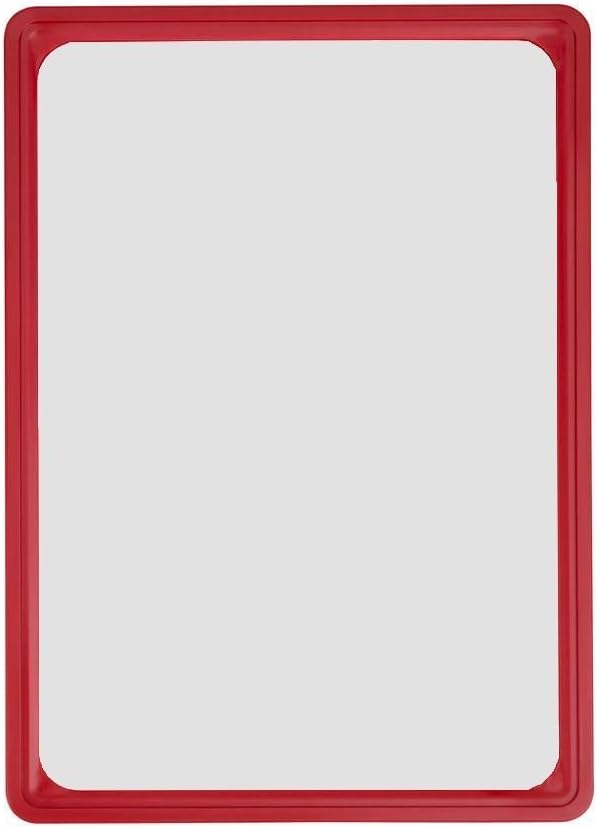 VKF Renzel Acrylic Mirror With Coloured Shatterproof Frame & Fixings A4 for Kids Bedrooms (Red)