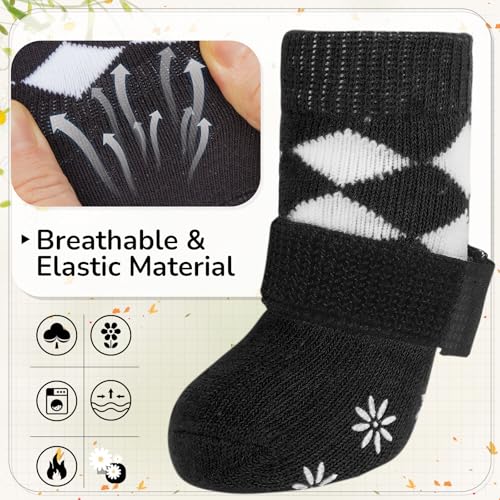 PUMYPOREITY 2 works Dog Socks for Injured Paws - Non-Slip Paw Protection to Stop Licking, Foot Bandage Slippers (Black, M) - Image 3